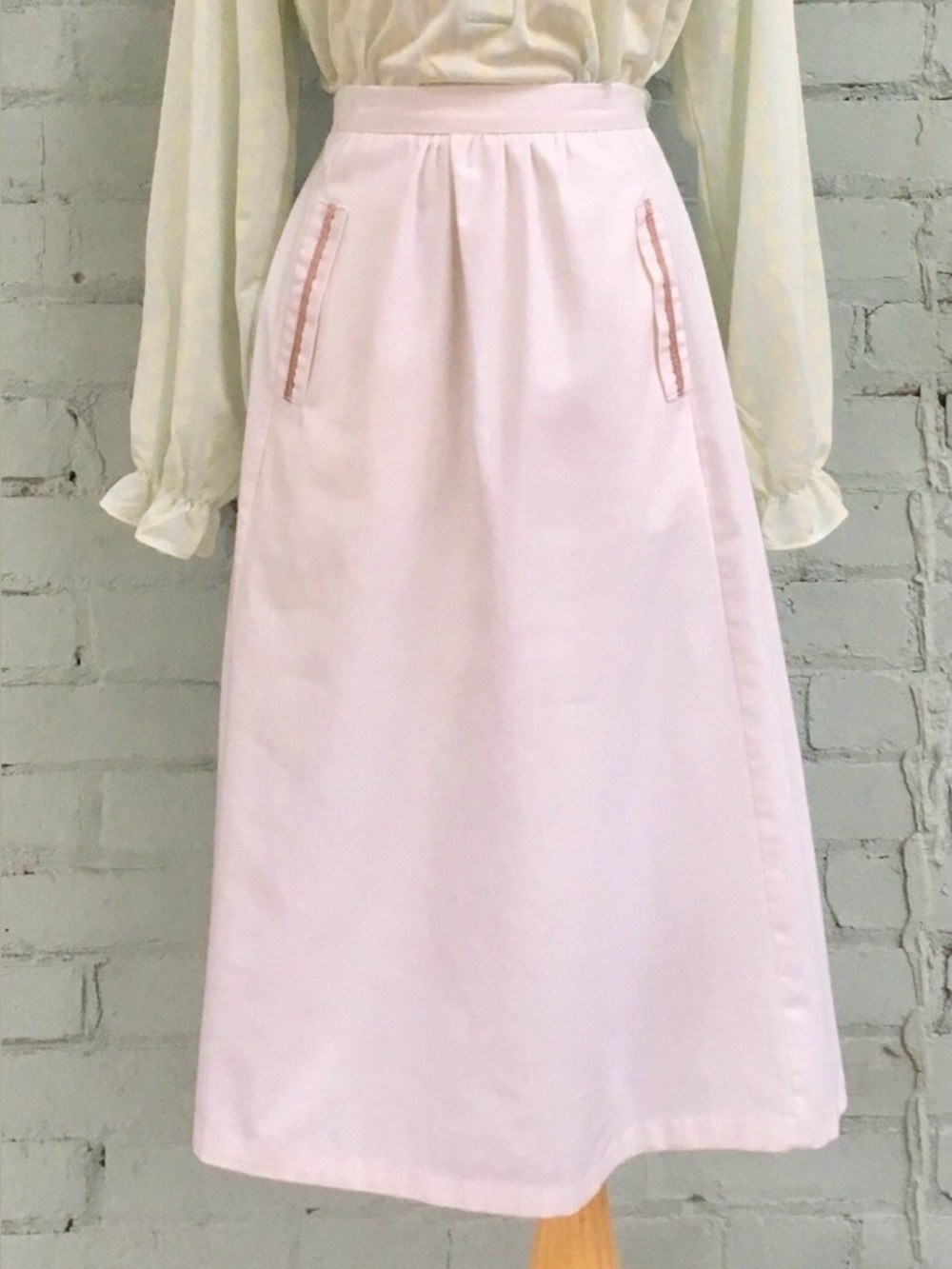 Vintage Full Midi Skirt - Cream and Beige